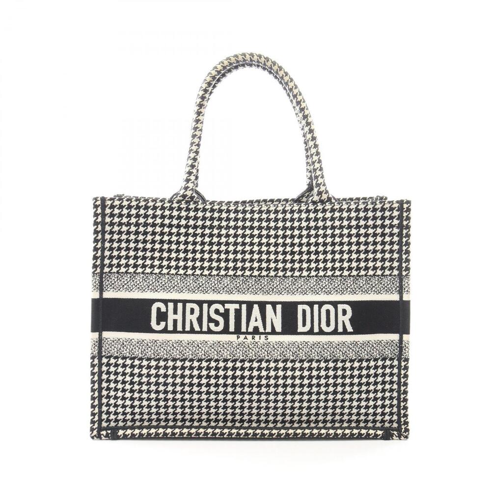 Christian Dior Book Houndstooth Bag Canvas Tote Bag Black White